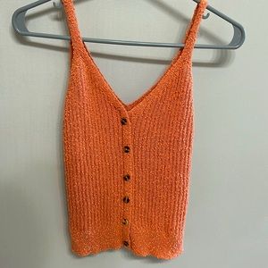Knit v-neck tank top size medium, coral/pink